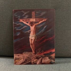 MCM Jesus Lenticular Hologram Crucifixion Scene print.
